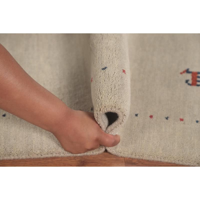 Tribal Gabbeh Accent Rug Hand-Knotted Wool Carpet - 3'11"x 6'0"