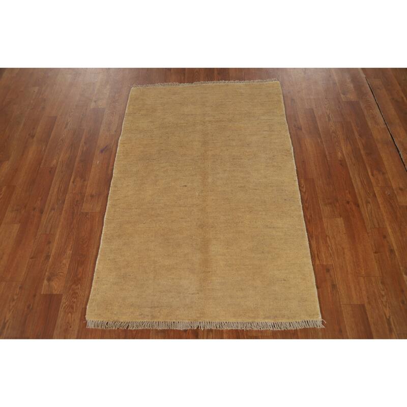 Gabbeh Oriental Foyer Rug Hand-Knotted Solid Wool Carpet - 2'9"x 4'1"