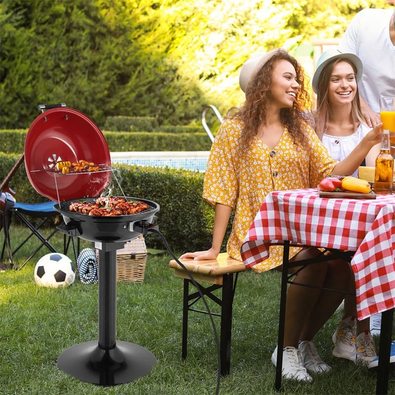 1600W Portable Double Layer Electric BBQ Grill With Stand