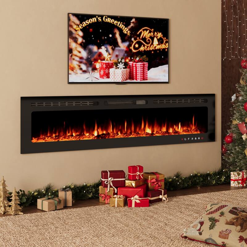 Electric Fireplace 12 Flame Color Wall Mounted - 70inch