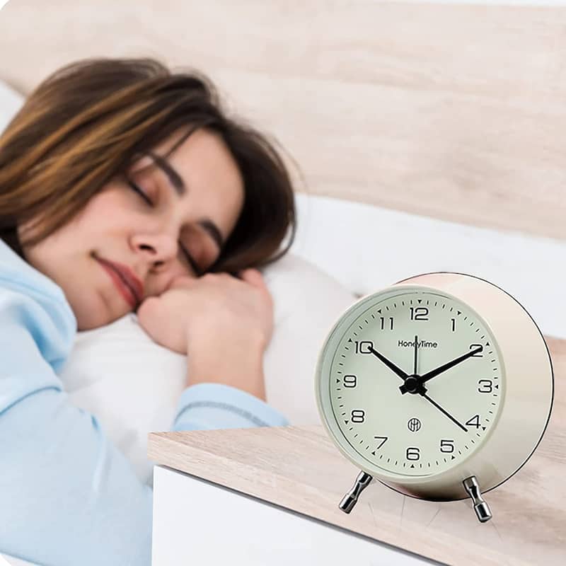 Alarm Clock for Bedroom, 4 Inches Battery Operated Silent Alarm Clocks