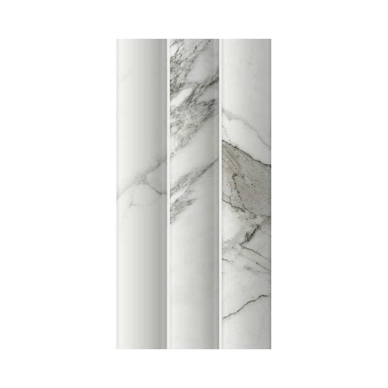 Lyrical 4.5x9 Matte Marble Look Porcelain Fluted Ribbed Tile - Wall, Backplash