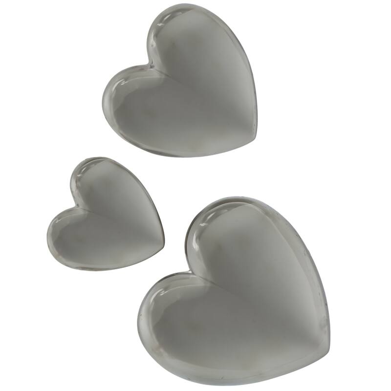 Ceramic Heart Slanted Home Wall Decor with Varying Sizes - Set of 3 Black, Gold, Silver, White - Roche River Decor