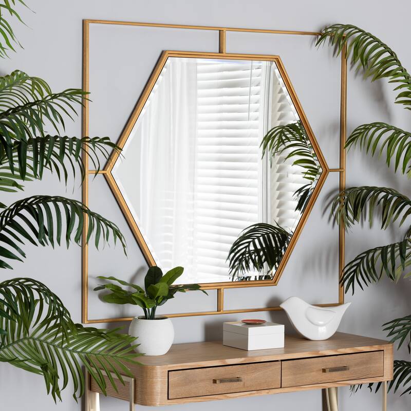 Gates Modern Glam and Luxe Antique Goldleaf Metal Accent Wall Mirror - Gold