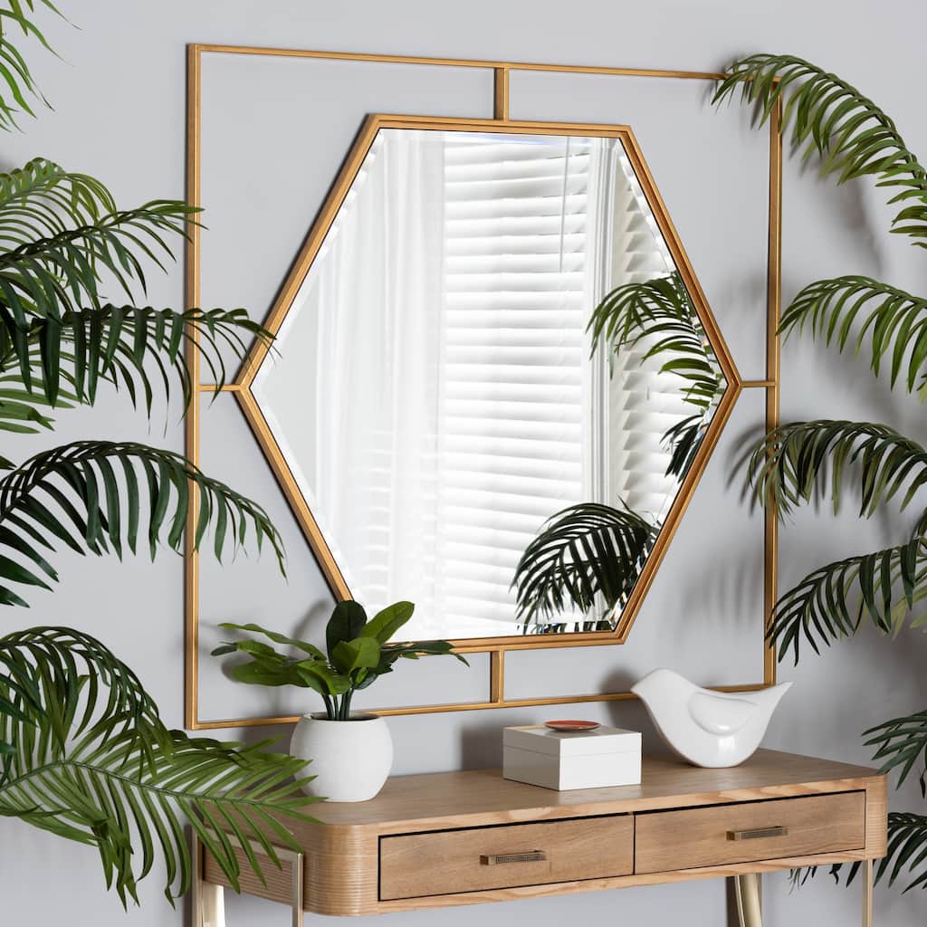 Gates Modern Glam and Luxe Antique Goldleaf Metal Accent Wall Mirror - Gold