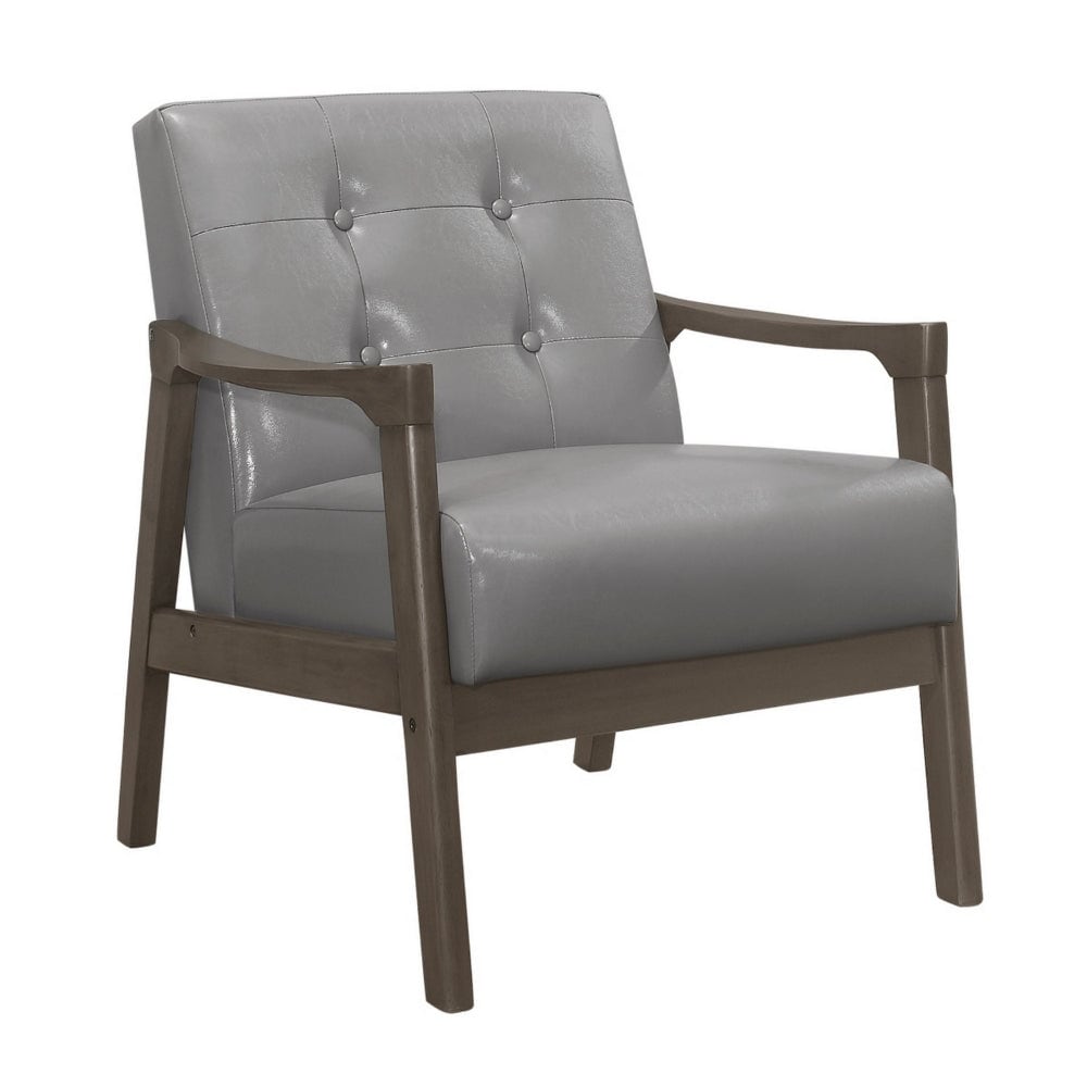 31 Inch Accent Armchair with Faux Leather and Solid Wood Frame - 29 L x 30.5 W x 31 H Inches