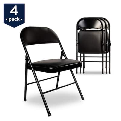 Javlergo 4 Pack Folding Chairs with Padded Cushion, Indoor Outdoor Portable Metal Chairs for Home Office
