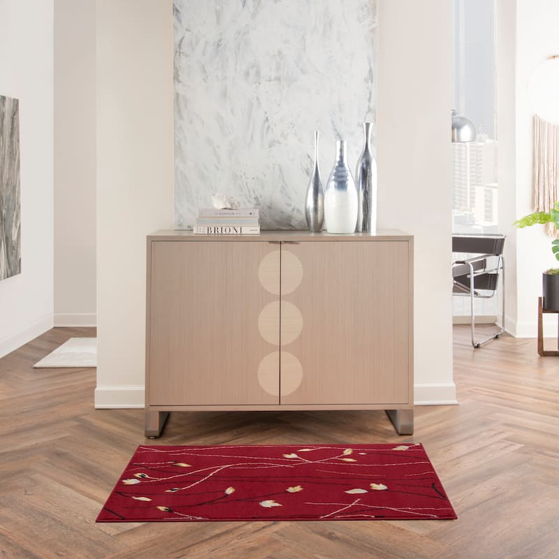 Nourison Grafix Floral Botanical Transitional Area Rug - 2' x 4' - Red