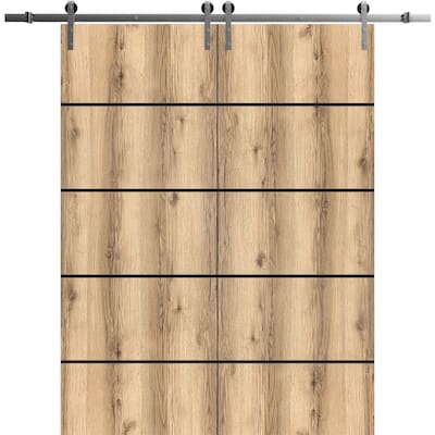 Sturdy Double Barn Door 36 x 80 with Planum 0015 Oak with 13FT