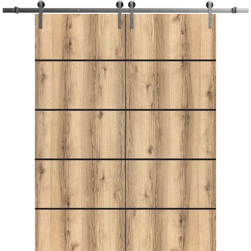 Sturdy Double Barn Door 36 x 80 with Planum 0015 Oak with 13FT