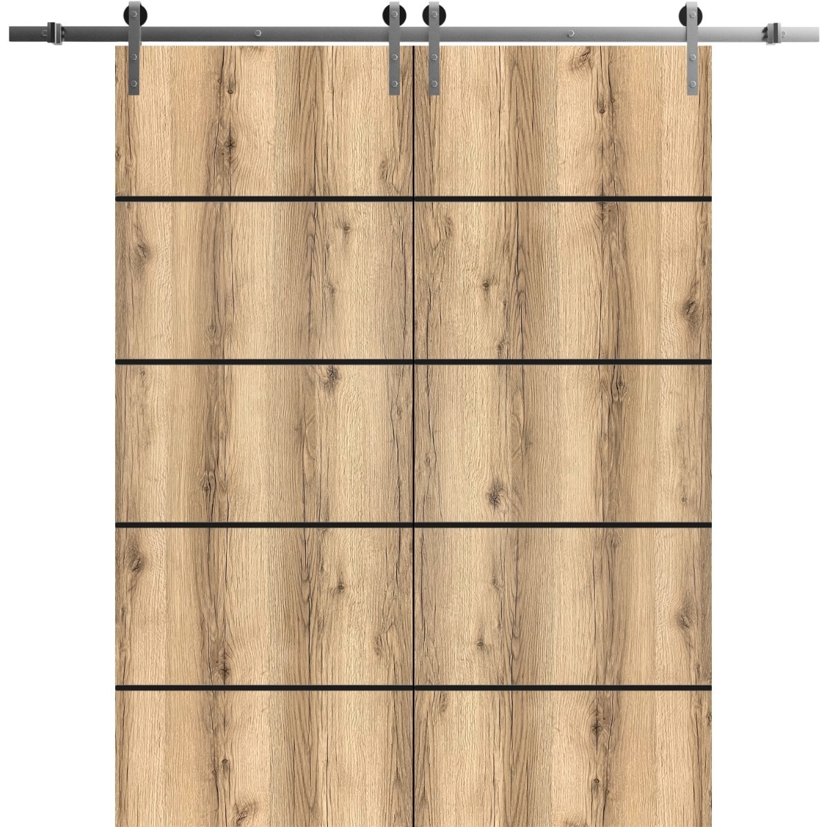 SartoDoors Planum 0015 | Closet Door Double Barn Door | Solid Wood | Hardware Set | 36x80, Oak Bedroom Door Bathroom Door