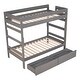 preview thumbnail 7 of 16, Twin over Twin Solid Wooden Frame Bunk Bed with 2 Drawers and Full-length Guardrail, Can Separated into Two Twin-size Beds