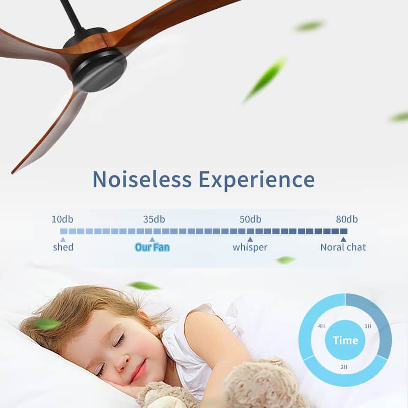 72 Inch wood Ceiling Fan with Remote Control, Low Profile Ceiling Fan without Light,Noiseless Reversible DC Motor with Timer