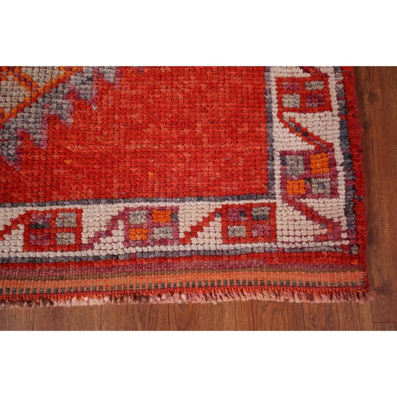 Oushak Turkish Vintage Runner Rug Hand-Knotted Tribal Wool Carpet - 3'4"x 11'10"