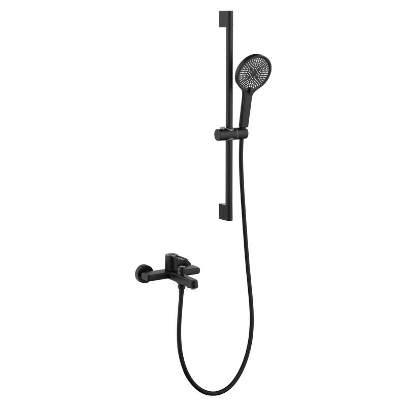 Modland Wall-Mounted Bathtub Faucet with 3-Function Hand Shower, 1.59GPM, Matte Black/Chrome, CUPC Certified