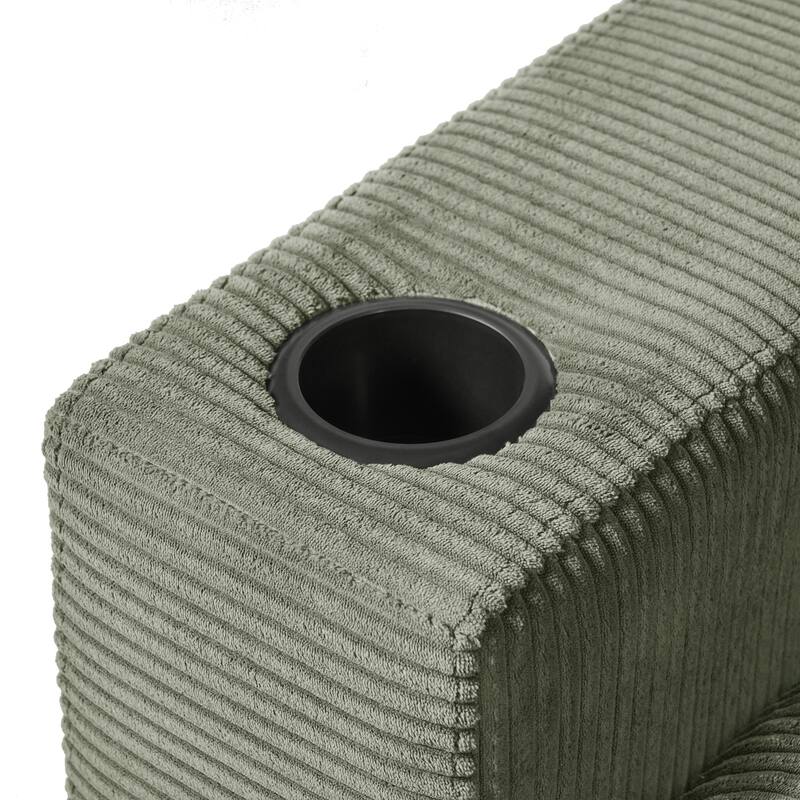 Roomfitters Oversized Chaise Lounge Chair with Storage Ottoman and Built-in USB Charging Port, Corduroy Sleeper Couch