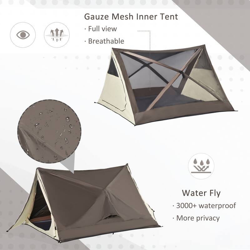 2 to 3 Person Pop Up Camping Tent with Rain Cover and Breathable Mesh Windows for Outdoor Hiking and Travel
