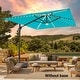 preview thumbnail 31 of 40, BONOSUKI 11.5x9FT LED Cantilever Patio Umbrella with 360 Rotation Lake Blue