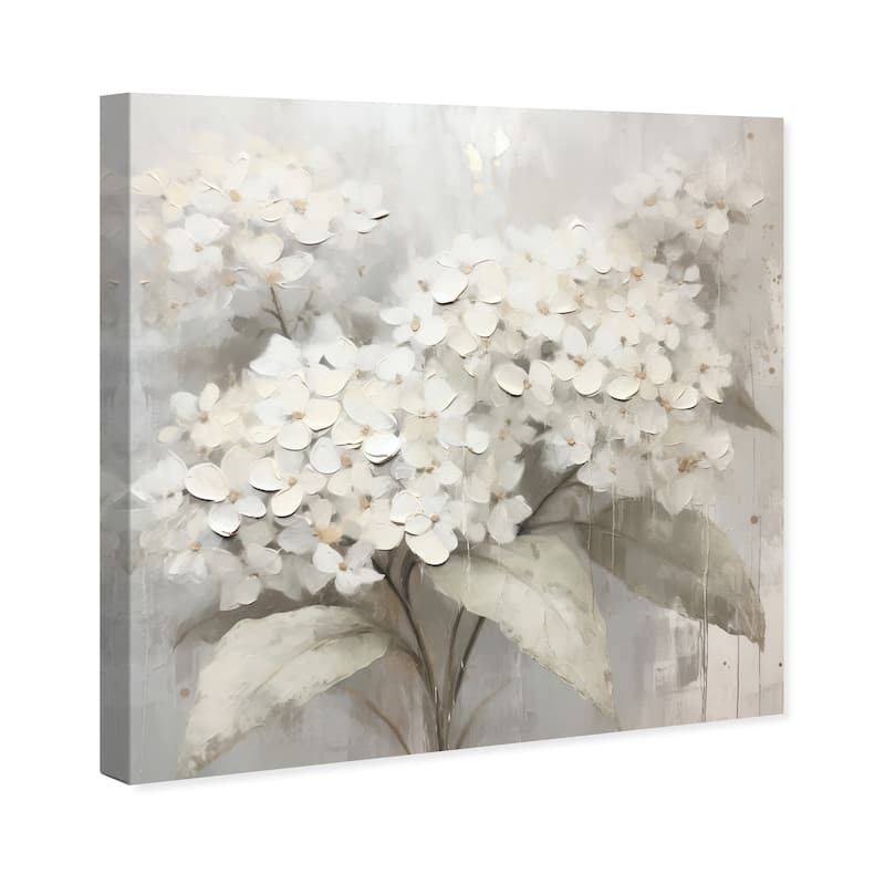 Wynwood Studio Canvas Floral and Botanical Bridals Flowers White and Light Gray Farmhouse Wall Art Canvas Print