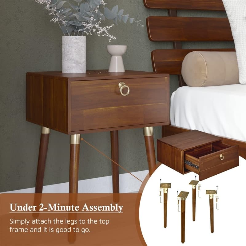 Alden Solid Wood Nightstand Side Table End Table