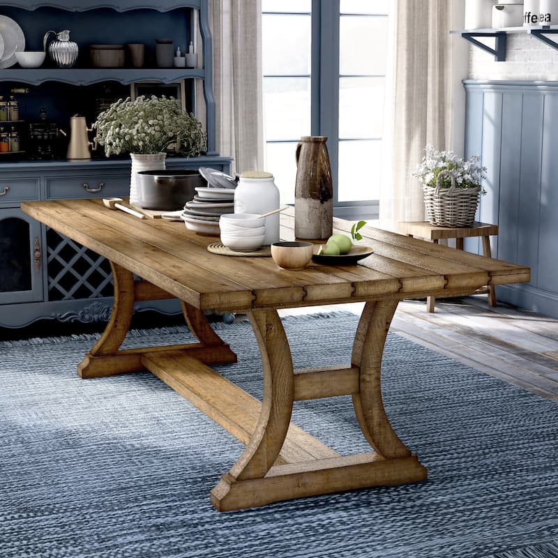 Furniture of America Sail Rustic Pine Solid Wood Dining Table