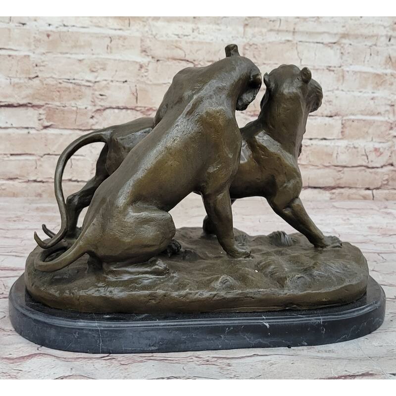 Charles Valton - Preludes To Love - Bronze Sculpture Of Two Tigers On Marble Base