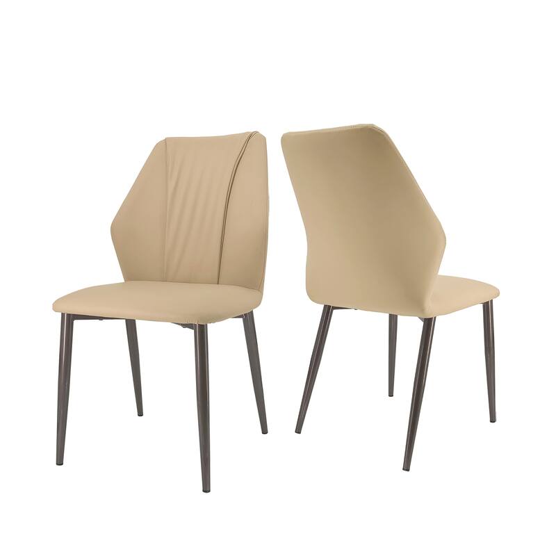 Upscale Microfiber Leather Upholstered Iron Dining Chair (Set of 2)
