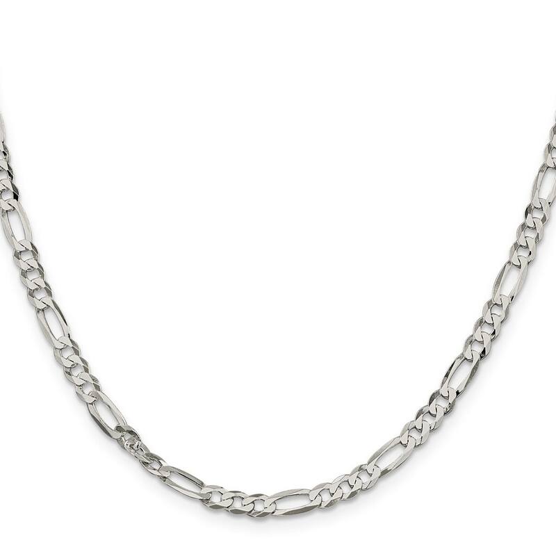 Curata 925 Sterling Silver 4.5mm Polished Flat Figaro Chain Necklace