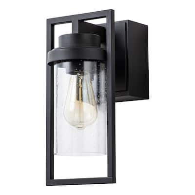 12.5"H Modern Mate Black Outdoor Wall Sconce with GFCI outlet