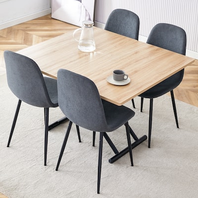 Minimalist Multifunctional Lifting Platform,Mdf Desktop,Metal Legs,Paired with 4 Chairs