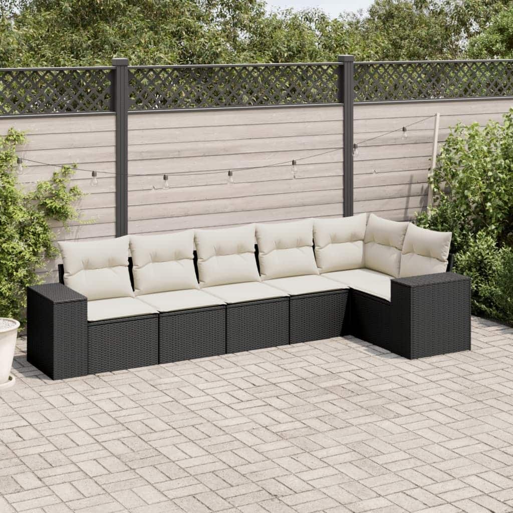 vidaXL Garden Sofa Set Black PE rattan Large Adjustable Feet - 24.4 x 32.7 x 27.2
