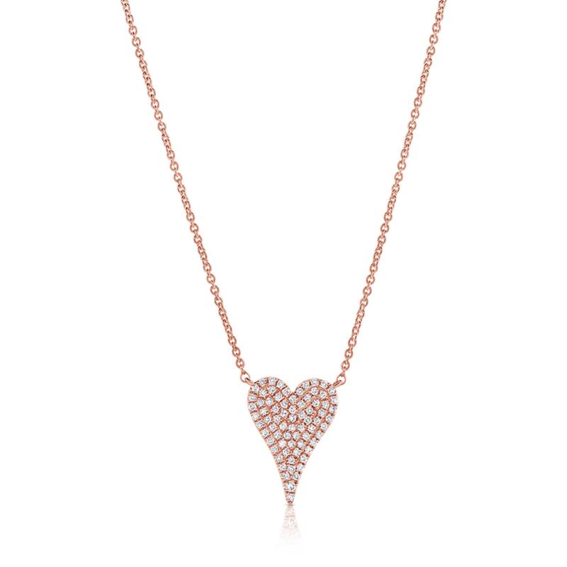 Joelle Collection Diamond Pave Heart Necklace 1/5 ct TDW 14K Rose Gold -