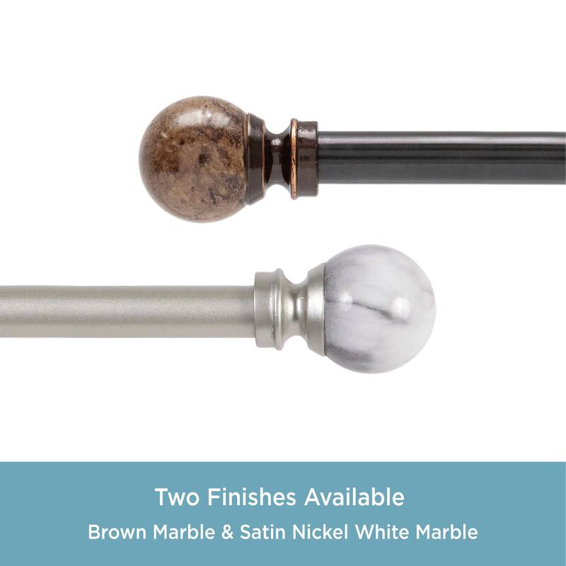 Kenney® Jillian 1/2" Petite Café Decorative Window Curtain Rod, 28-48", Brown Marble
