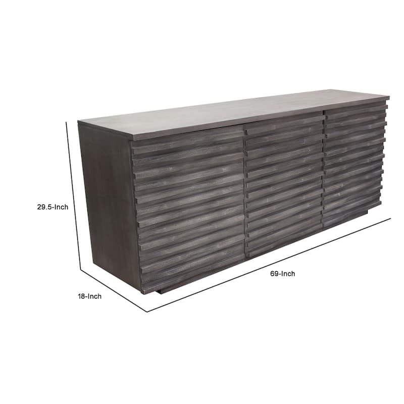 Tily Sideboard Buffet Cabinet w 3 Doors, 69 Inch Smoke Gray Wood