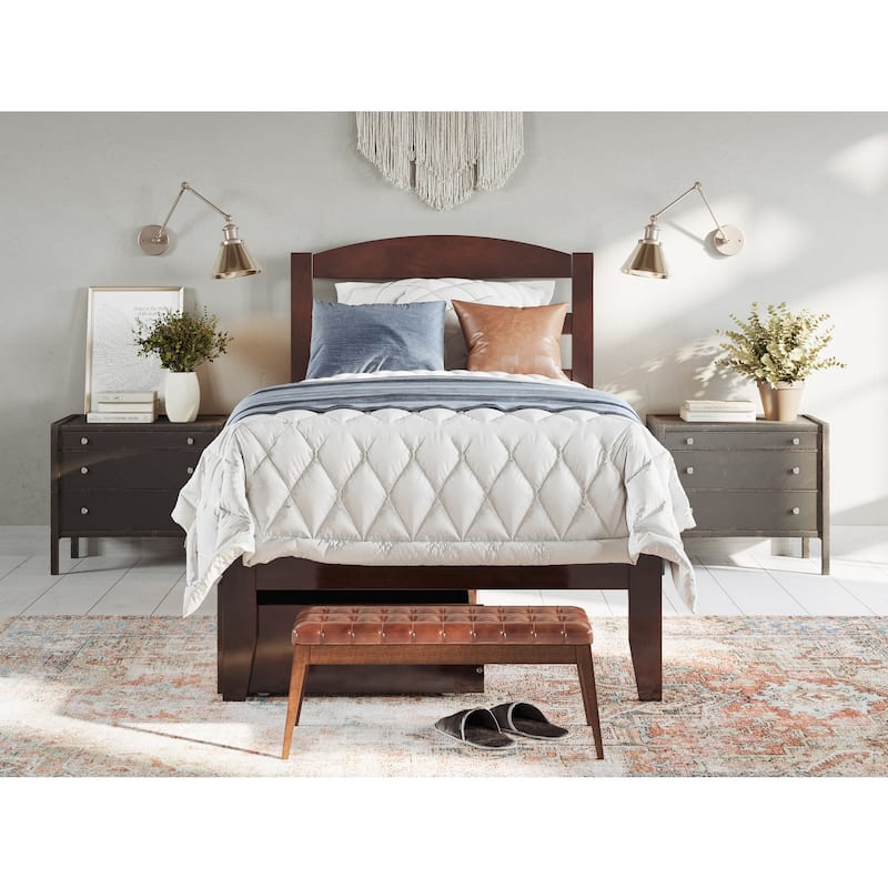 Twin Bed with Drawers - Solid Wood Platform & USB Charging - 38x76 Twin Size