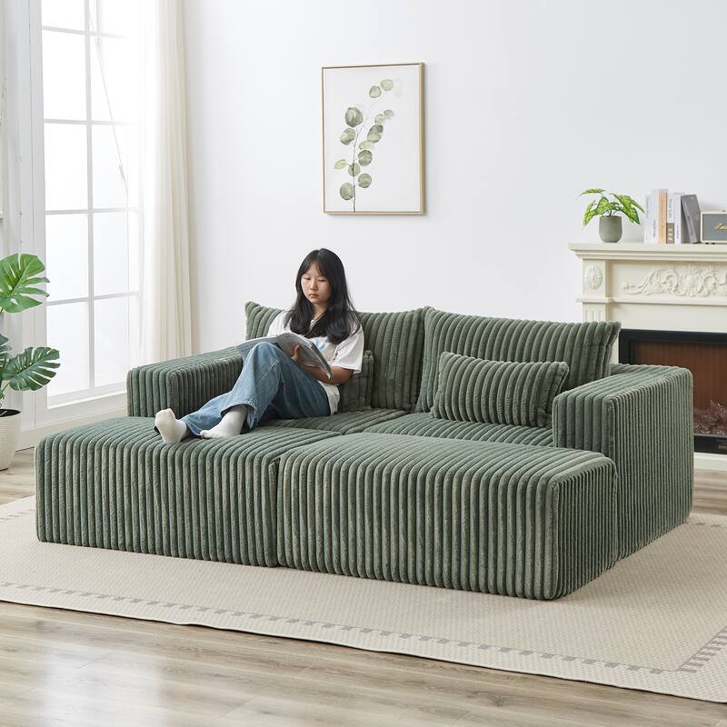 Oversized 87" Modular Sectional Lounge Chaise with 2 Ottoman