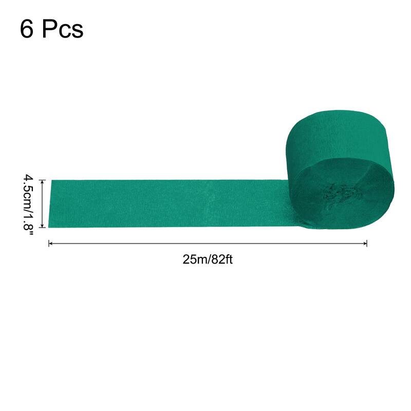 Crepe Paper Streamers 6 Rolls for Decoration - Dark Green - 1.8 in x 82 Ft/Roll