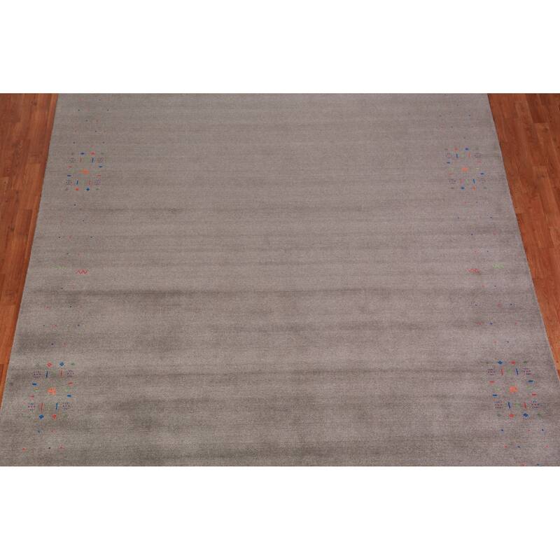 Gabbeh Indian Area Rug Handmade Oriental Grey Wool Carpet - 9'1" x 11'11"