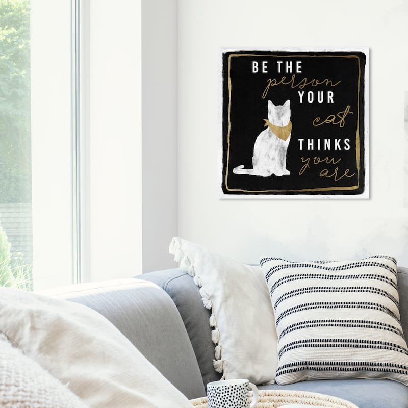 Wynwood Studio 'Your Cat's Opinion' Animals Wall Art Canvas Print Cats and Kitties - Black, Gold - 20 x 20