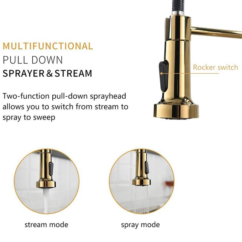 2-Function 1-Handle Pull Down Spray Swivel Kitchen Faucet - 16.3-in H