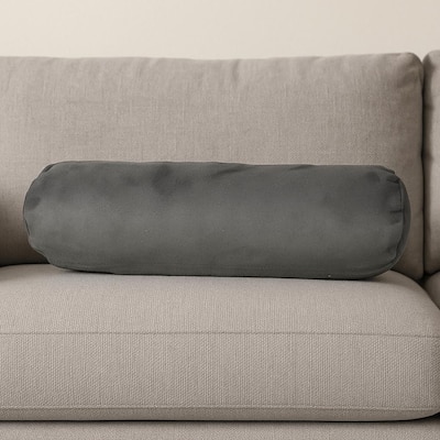 HomeRoots 8" X 20" Gray Bolster Zippered Microsuede Solid Color Bolster Pillow