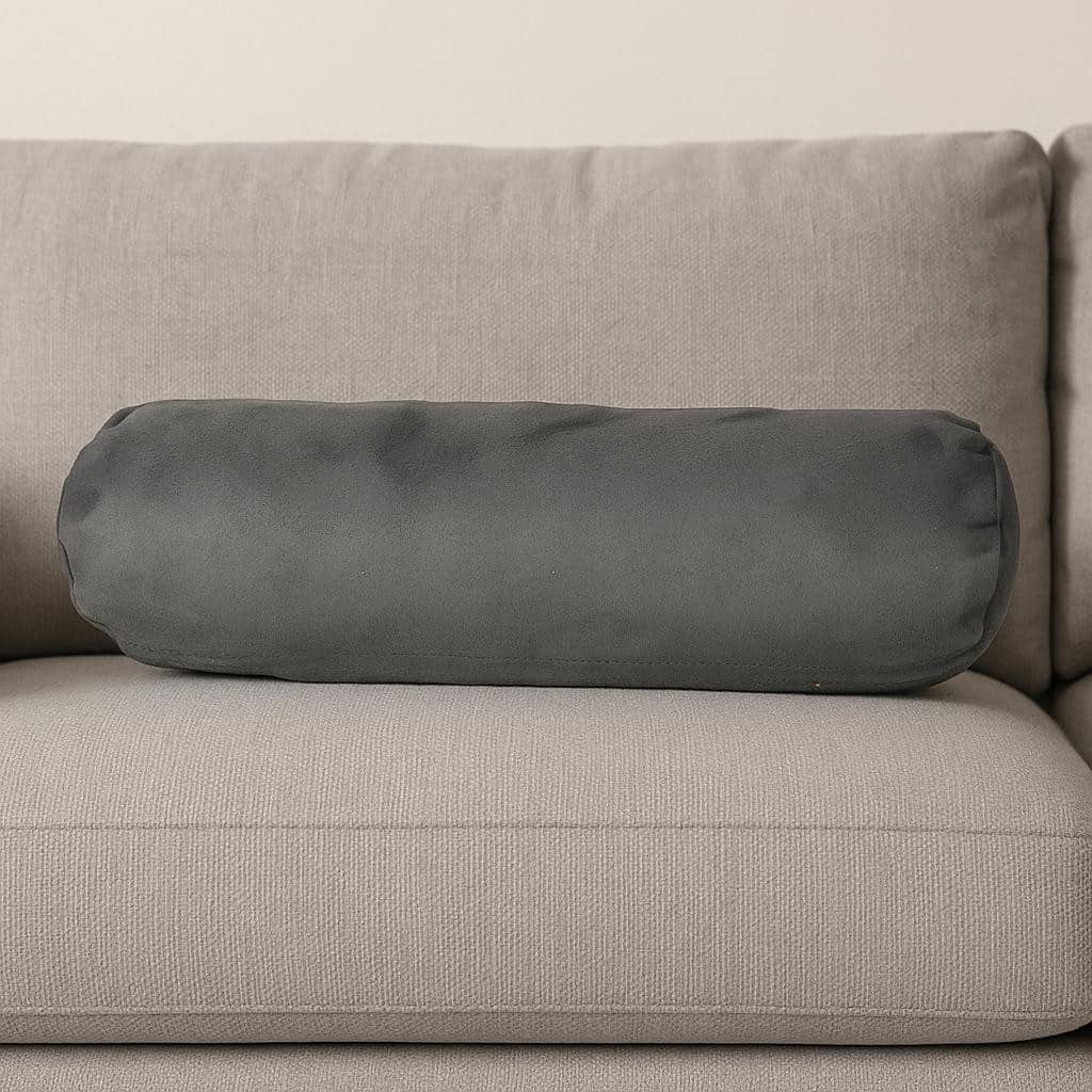 HomeRoots 8" X 20" Gray Bolster Microsuede Throw Pillow