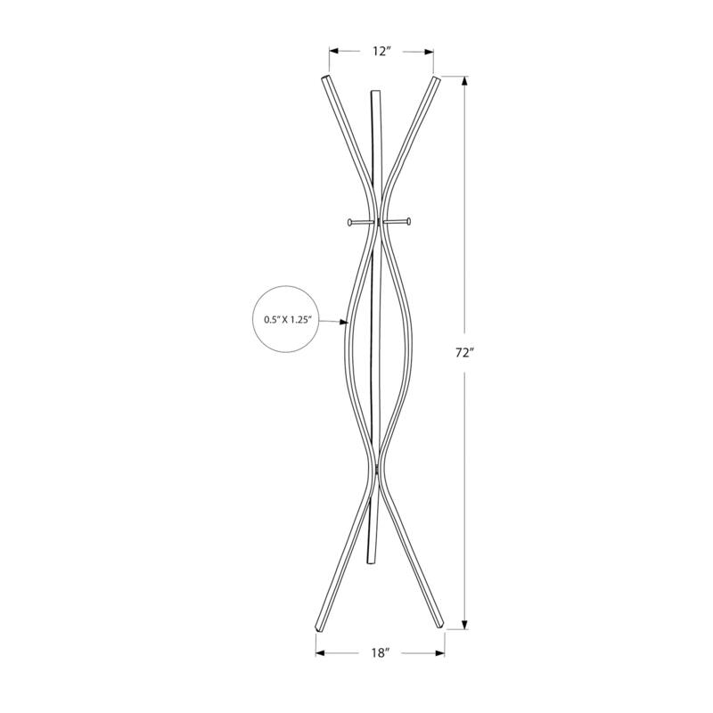 Coat Rack, Hall Tree, Free Standing, 3 Hooks, Entryway, 72"h, Bedroom, Black Metal, Contemporary, Modern