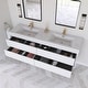 preview thumbnail 140 of 191, Wood Wall-Mounted Bathroom Vanity with Sink and Soft Close Drawers