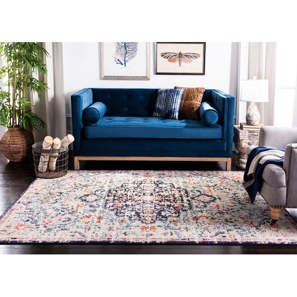 Navy Teal 5'3 x 7'6 SAFAVIEH Madison Collection MAD473K Boho Chic Medallion Distressed Non-Shedding Living Room Bedroom Dining Home Office Area Rug Navy Teal 5'3 x 7'6 SAFAVIEH Madison Collection MAD473K Boho Chic Medallion Distressed Non-Shedding Living Room Bedroom Dining Home Office Area Rug