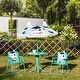preview thumbnail 2 of 3, Outdoor Dairy Cow Pattern Kids Folding Table and Chair Set with Adjustable Sun Umbrella