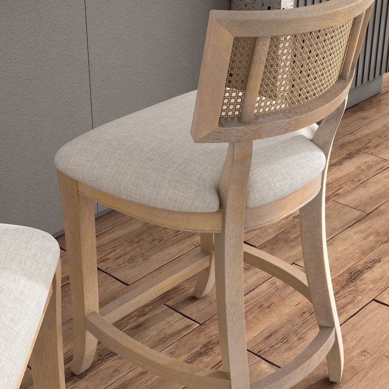 Berwil Wooden Cane Back Counter Height Chairs by Furniture of America