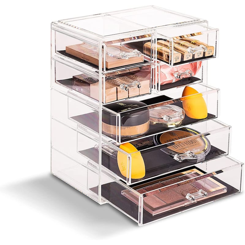 Sorbus Cosmetics and Jewelry Big Storage Case Display - Stylish Vanity, Bathroom Case (3 Large, 4 Small Drawers)