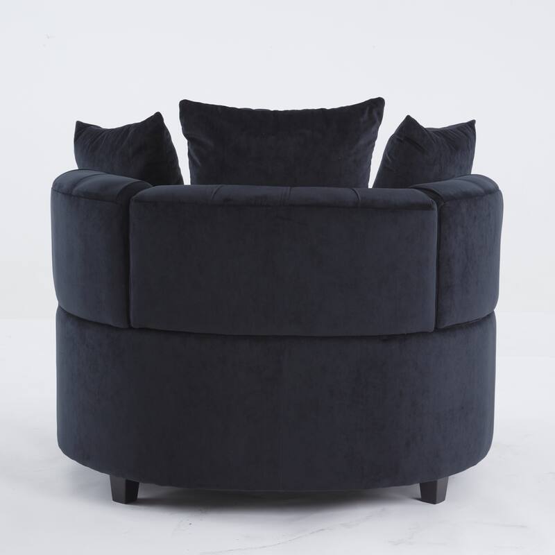 Black 24" Velvet Button Tufted Barrel Chair