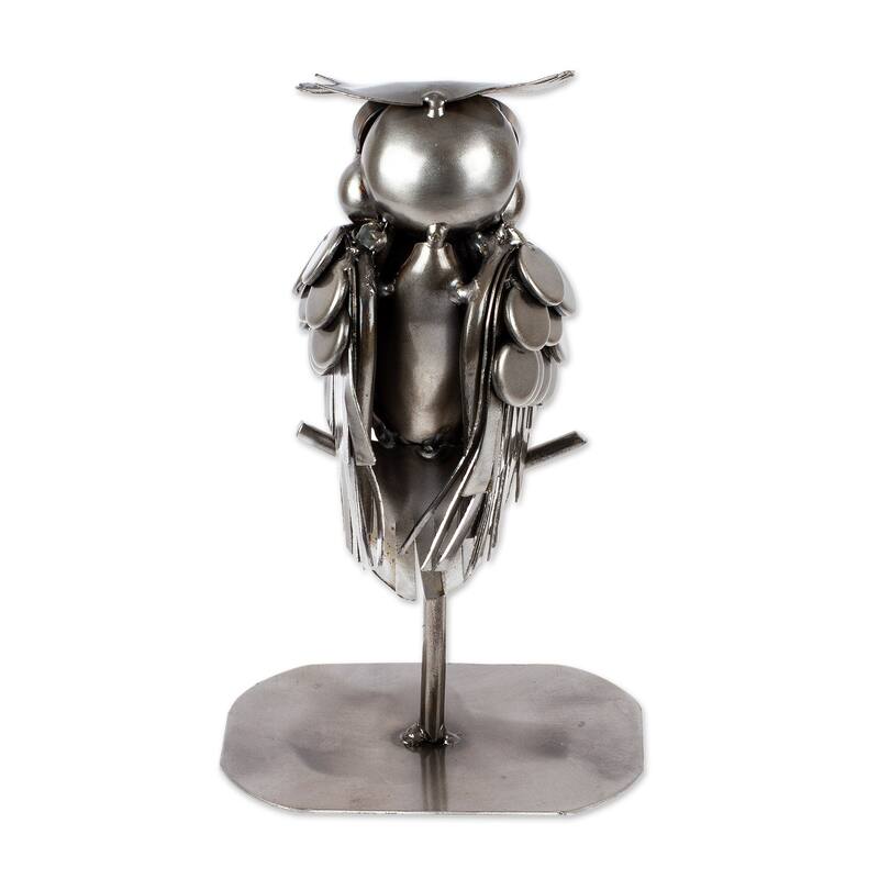 Novica Handmade Owl Lookout Recycled Auto Parts Sculpture